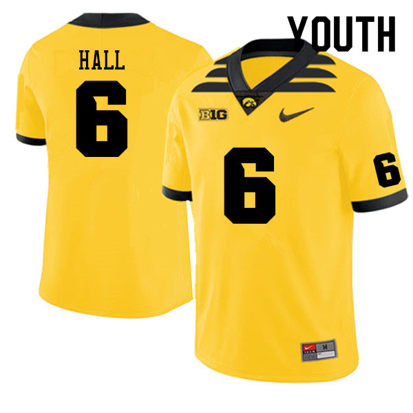 Youth #6 TJ Hall Iowa Hawkeyes College Football Jerseys Sale-Gold